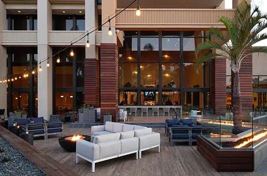 patio at hotel fera in orange, ca
