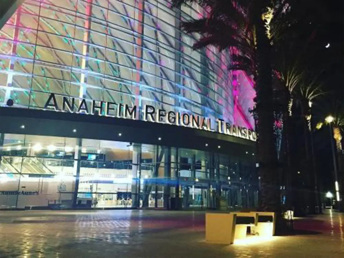exterior of anaheim regional transport intermodal center