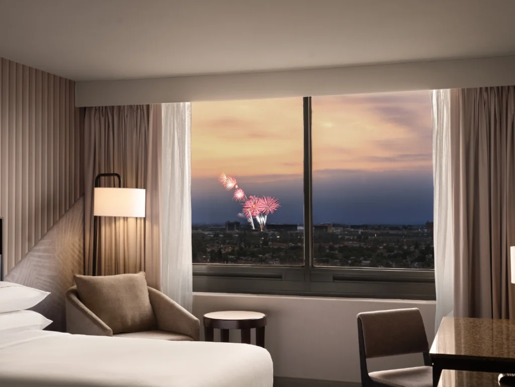fireworks from a hotel room window in hotel fera